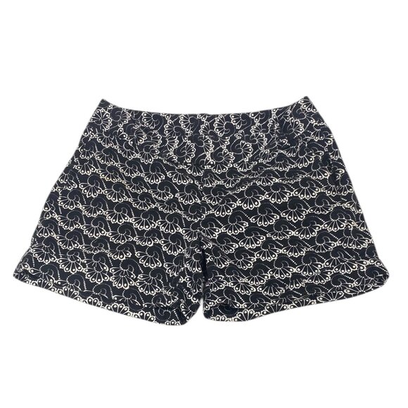 MixIt, Black/White Patterned Women's Cuffed Shorts, side pockets, Size 2 - Picture 1 of 13
